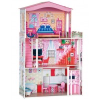 Casa de papusi din lemn MDF - Woodyland Dollhouse cu lift 116 cm trei etaje cu mobilier inclus Casa de papusi din lemn MDF - Woodyland Dollhouse cu lift 116 cm trei etaje cu mobilier inclus